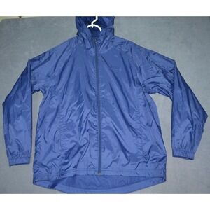 LL Bean Rain Jacket Mens Medium Blue Discovery Nylon Full Zip Waterproof Hooded